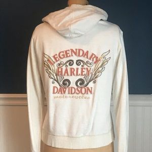 Harley Davidson Orange and cream hoodie